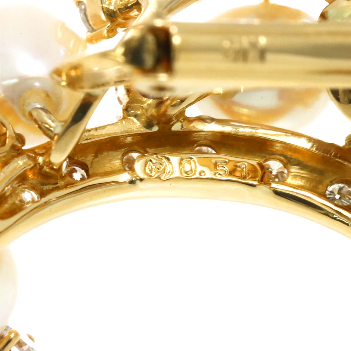 Freshwater cultured pearl Diamond 0.51/0.51ct Earrings 18K YG