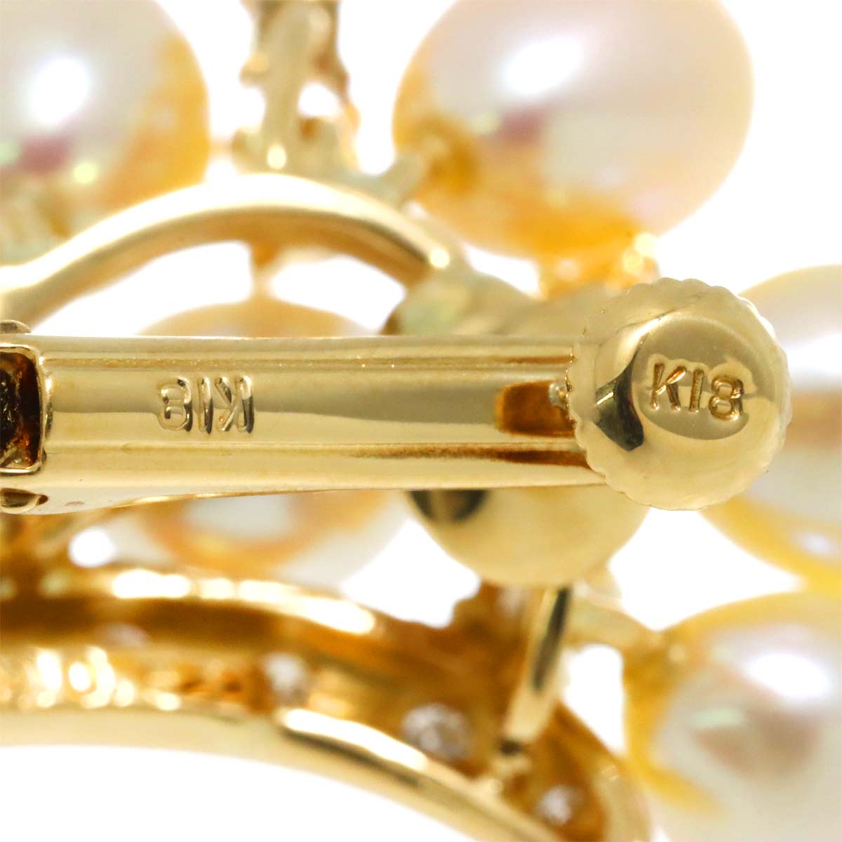 Freshwater cultured pearl Diamond 0.51/0.51ct Earrings 18K YG