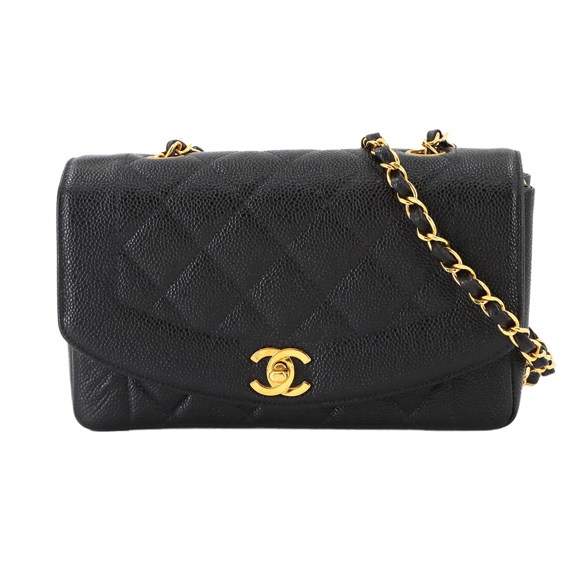 Small Diana Single Flap Bag Leather Black