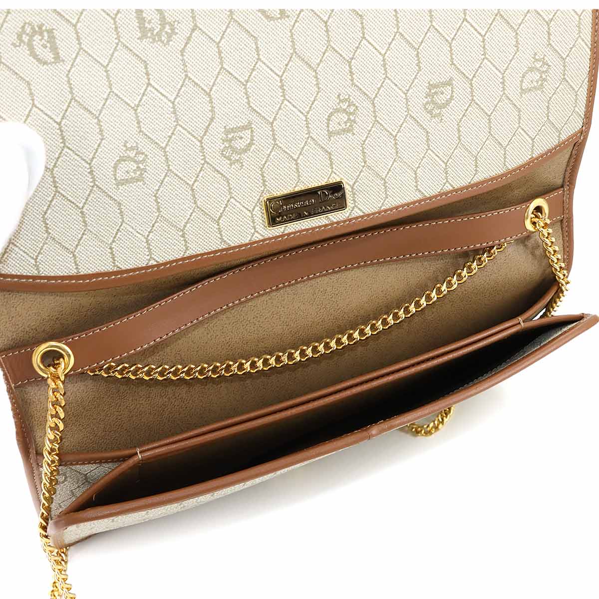 Clutch Shoulder Bag PVC Beige Honeycomb pattern 90284768