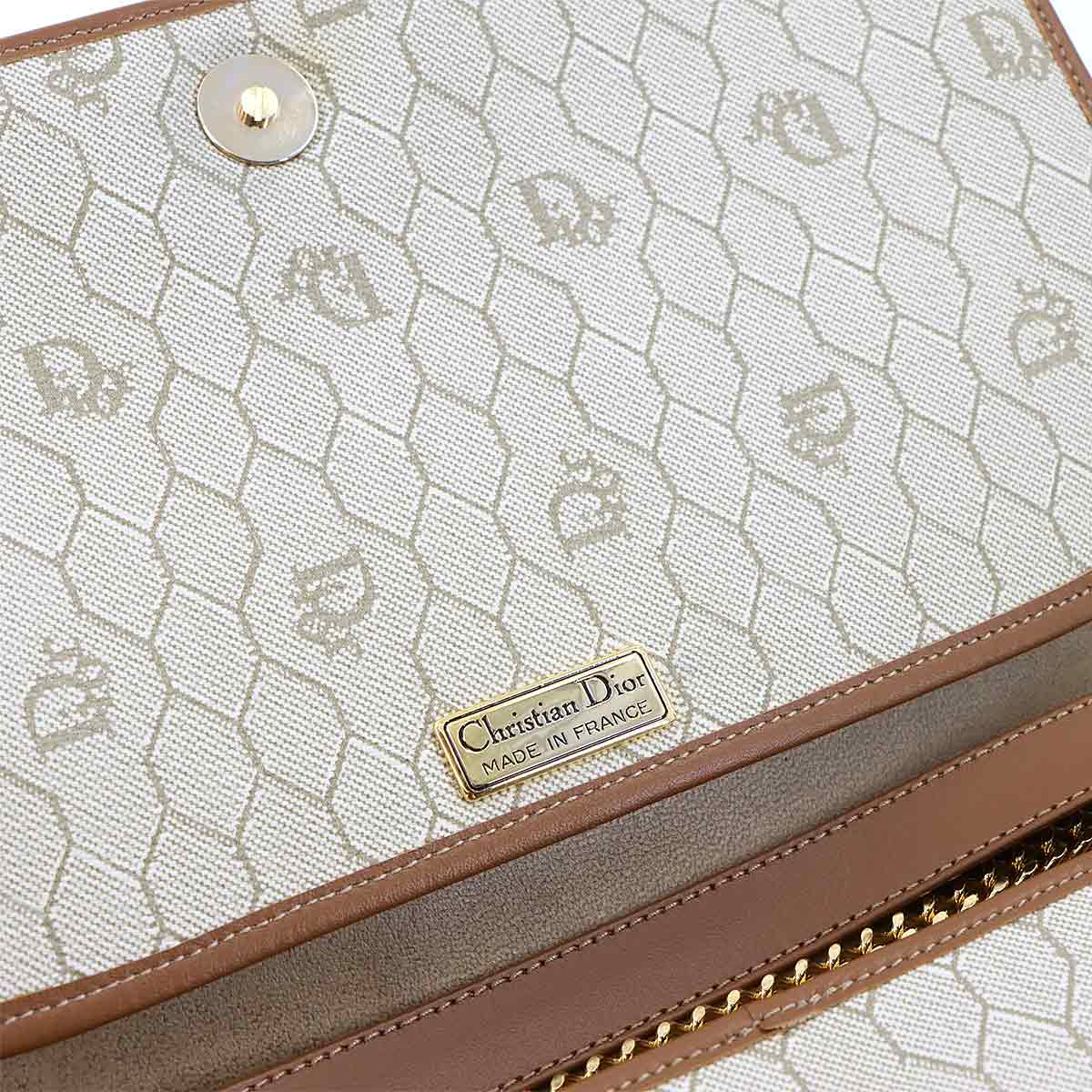 Clutch Shoulder Bag PVC Beige Honeycomb pattern 90284768