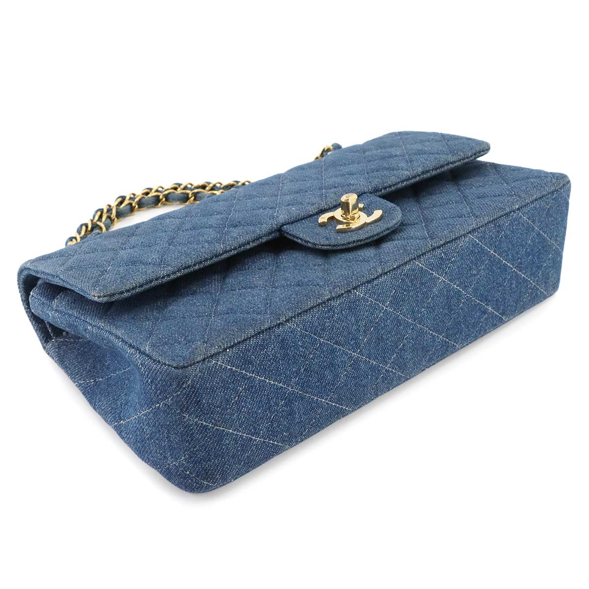 Medium Classic Double Flap Chain Bag 25cm Denim Blue A01112