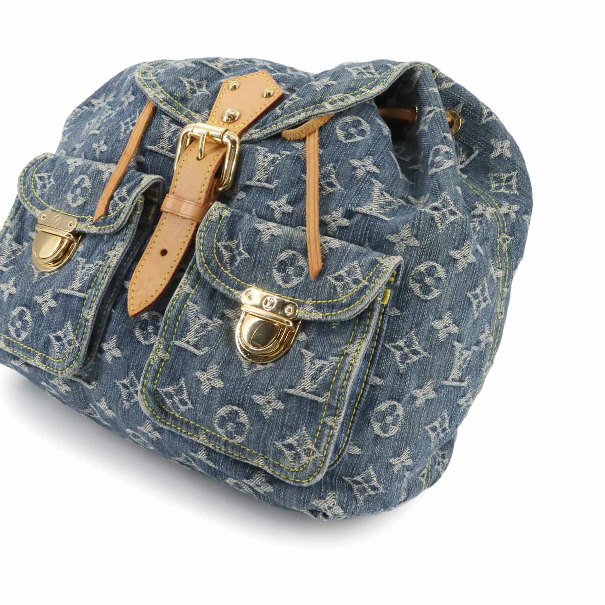 Monogram Denim Sac A Dos GM Backpack Blue M95056 Purse