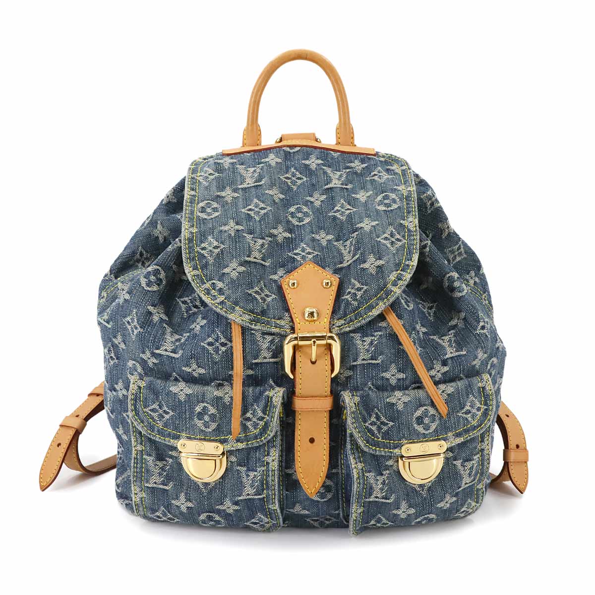Monogram Denim Sac A Dos GM Backpack Blue M95056 Purse