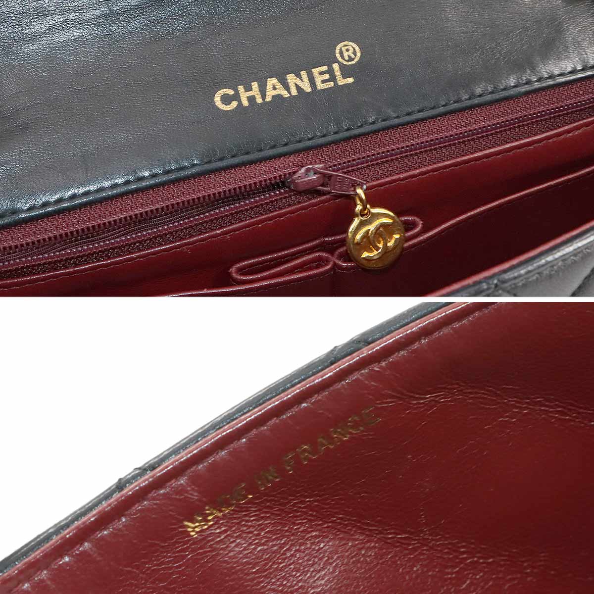 Matelasse Chain Shoulder Bag Leather Black Purse