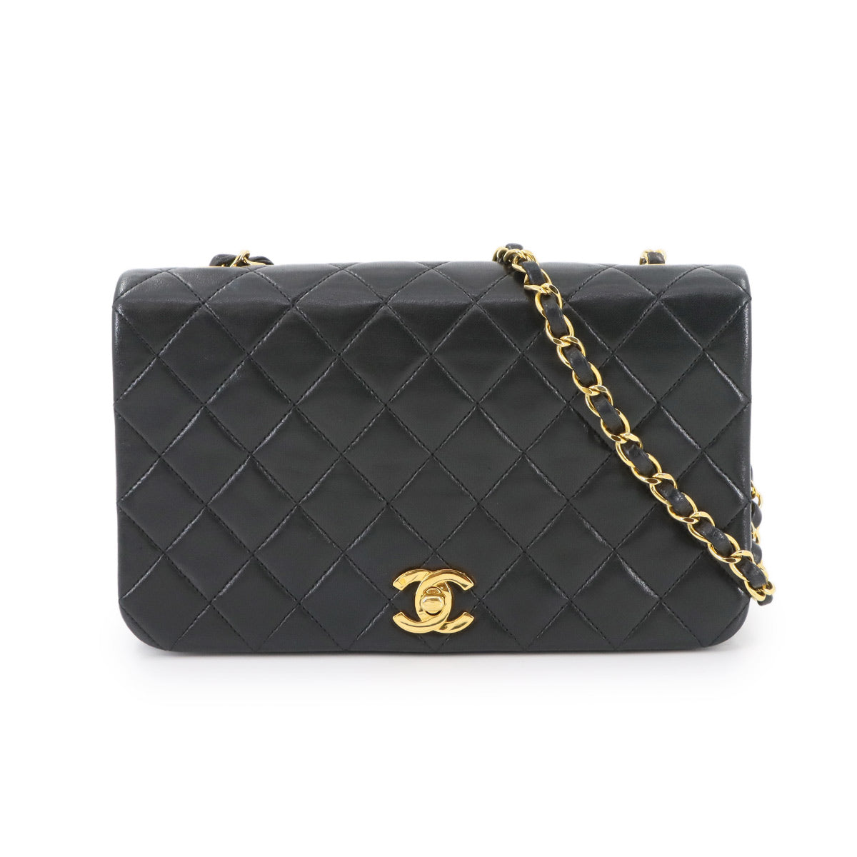 Matelasse Chain Shoulder Bag Leather Black Purse