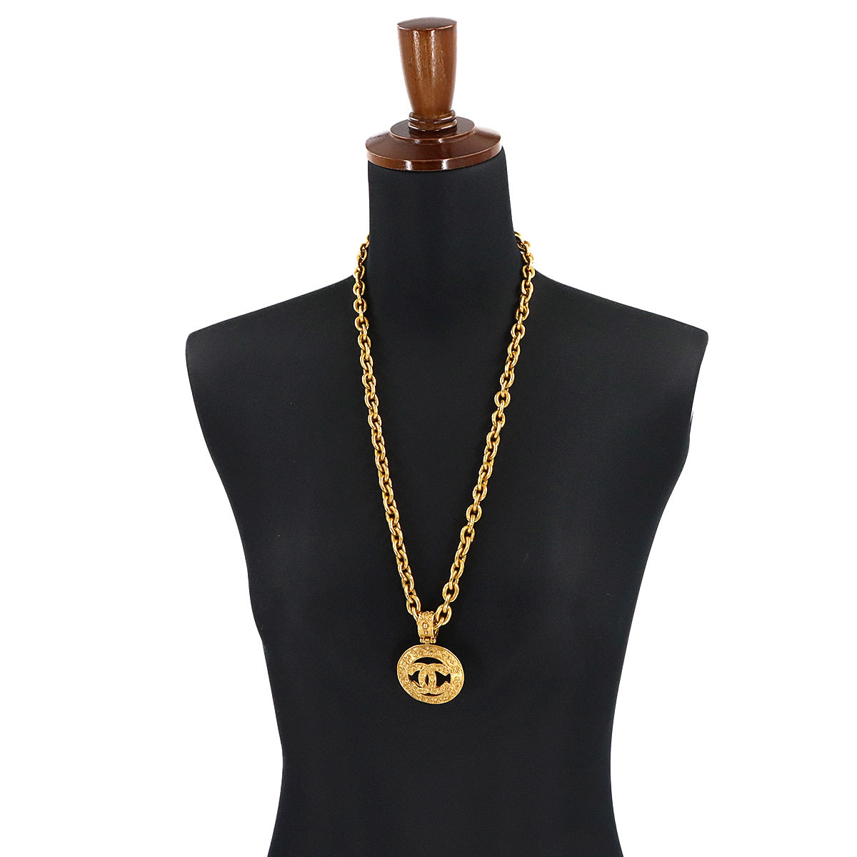 Coco Logos Long Necklace Gold 94A Accessory Vintage