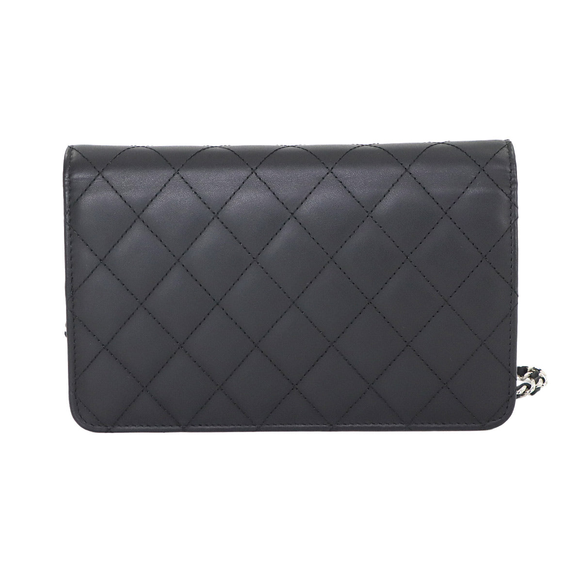 Cambon Line Chain Long Wallet Leather Enamel Black A46646