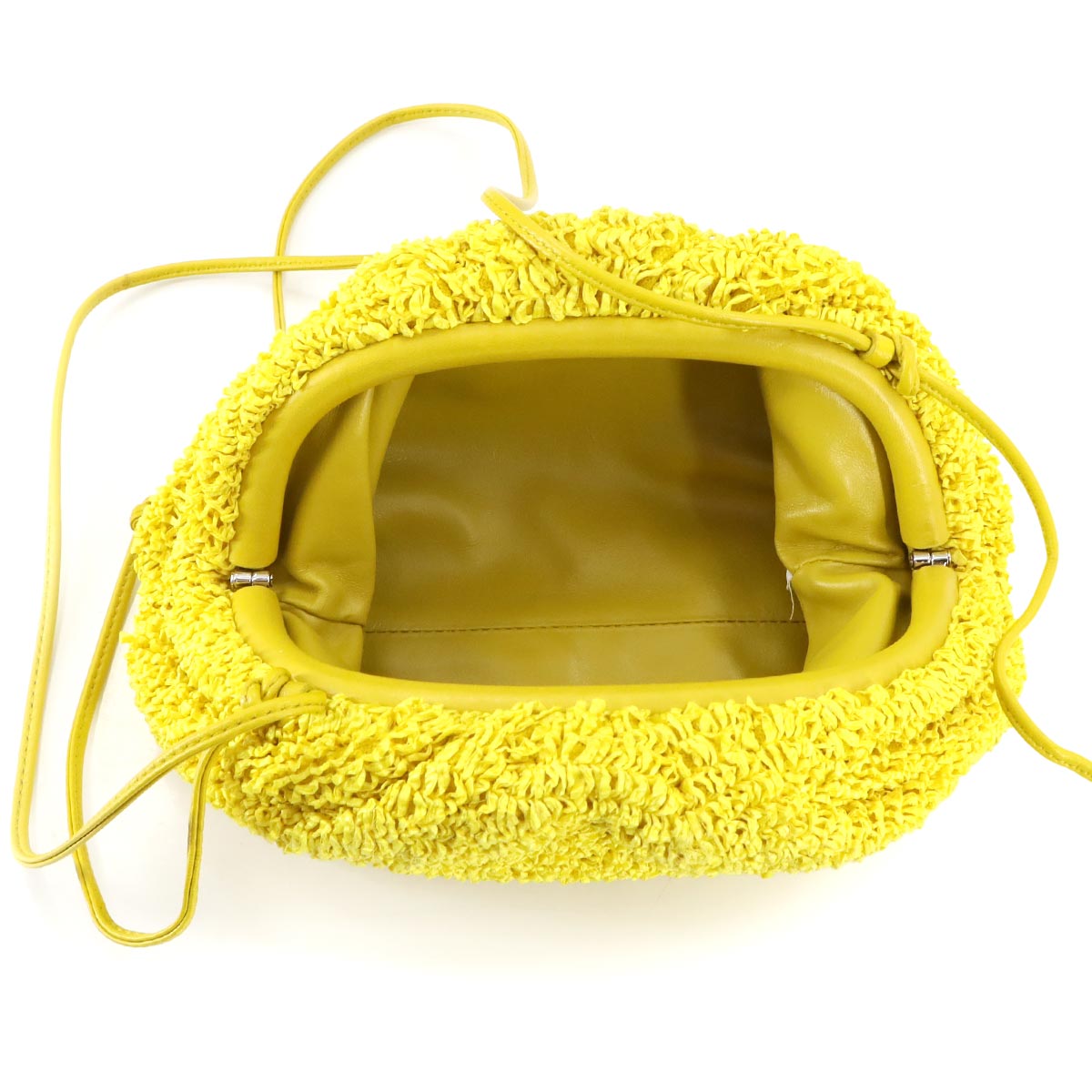 Mini The Pouch Shoulder Bag Raffia Leather Yellow 585852