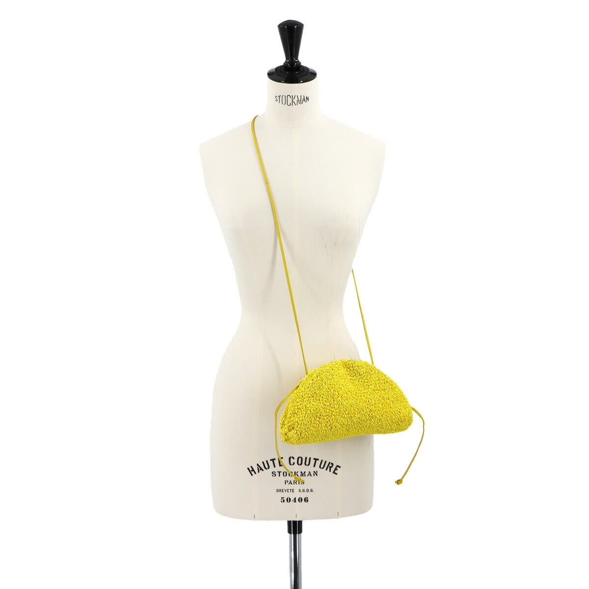 Mini The Pouch Shoulder Bag Raffia Leather Yellow 585852