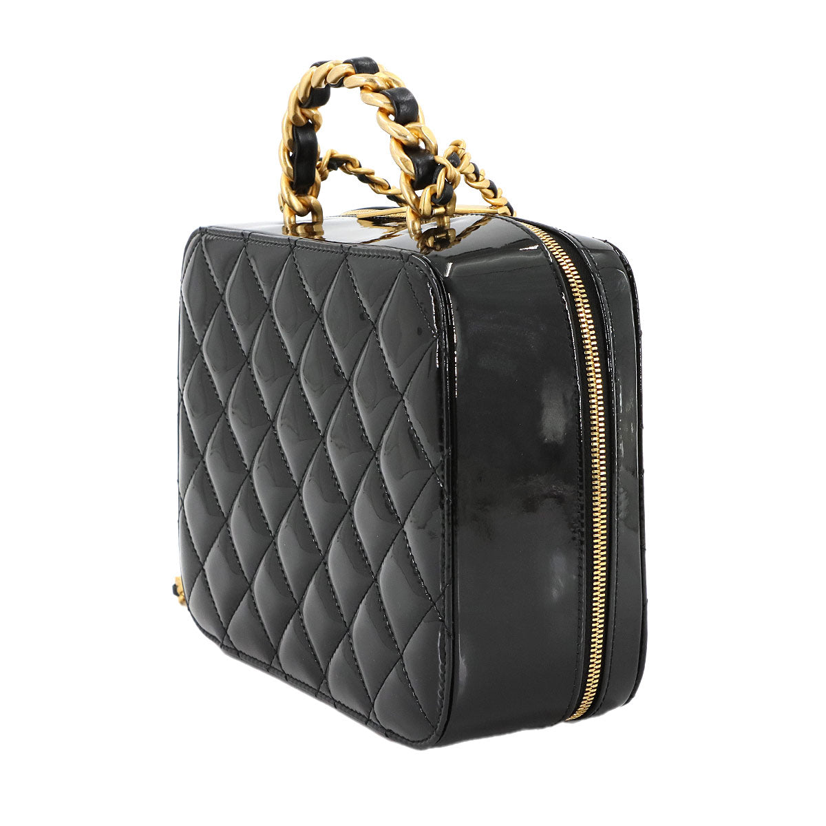 Vanity 2way Hand Chain Shoulder Bag Enamel Black AS3319 Purse