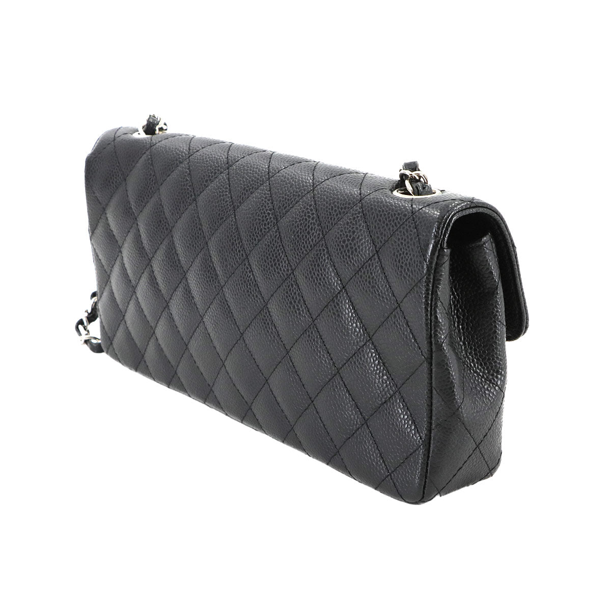 Matelasse East West Chain Shoulder Bag Caviar Skin Leather Black