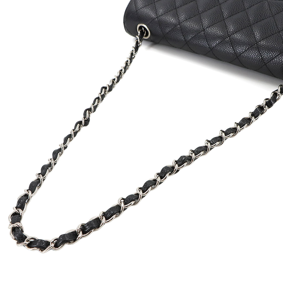 Matelasse East West Chain Shoulder Bag Caviar Skin Leather Black