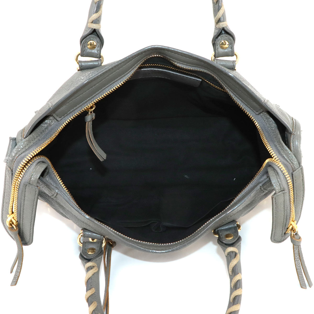 BALENCIAGA Metallic Edge City Hand Shoulder Bag Leather Gray 432831