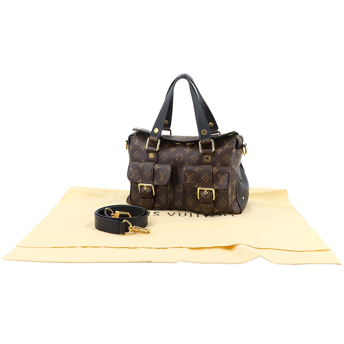 Monogram Manhattan Hand Shoulder Bag Brown Noir M44207