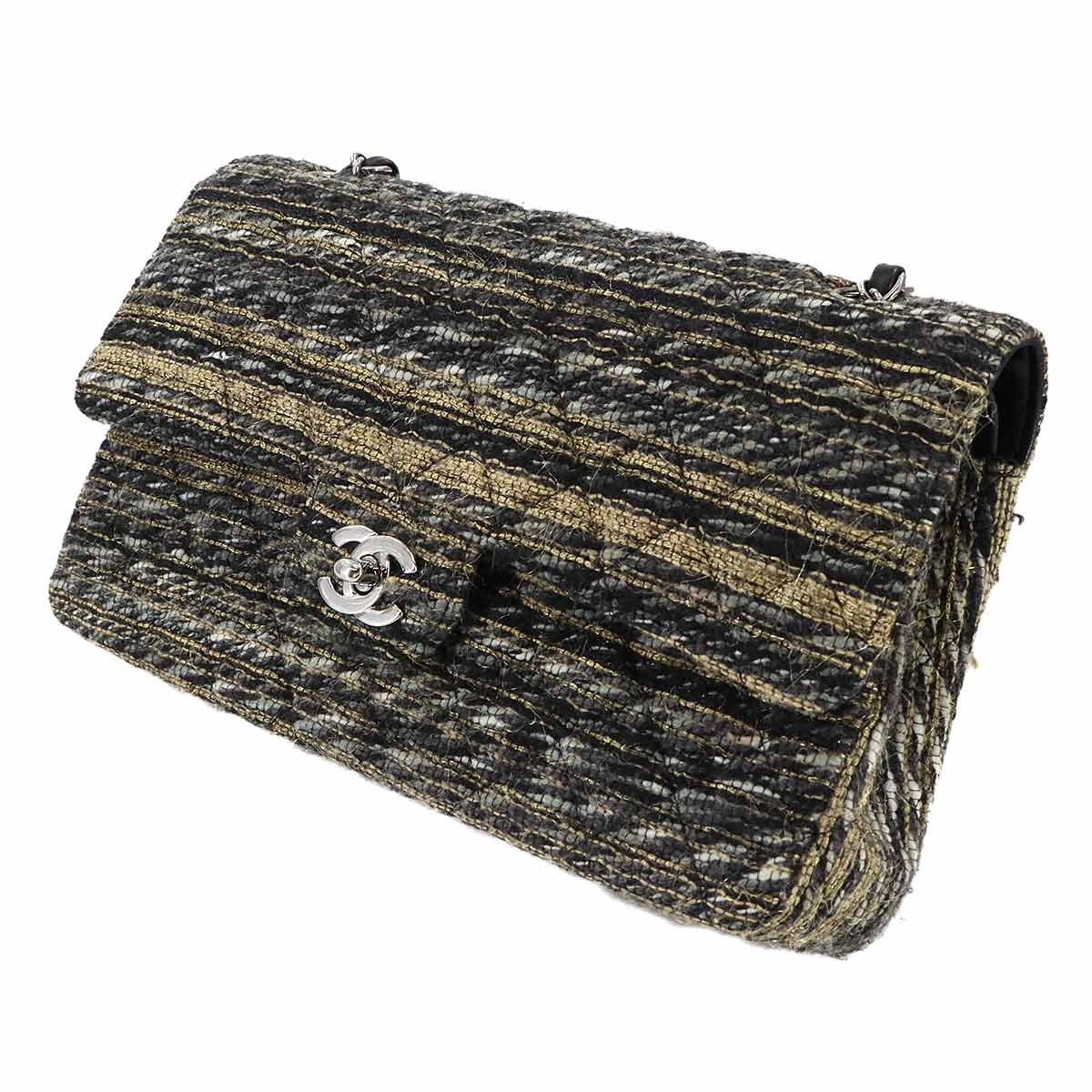 Matelasse 25 Chain Shoulder Bag Tweed Leather Multicolor A01112