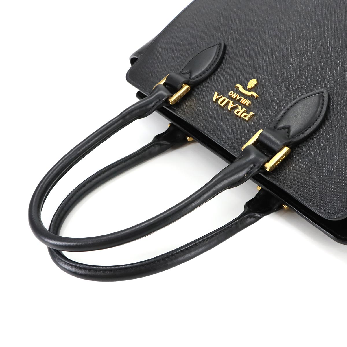 2way Hand Shoulder Bag Saffiano Leather Black 1BA113