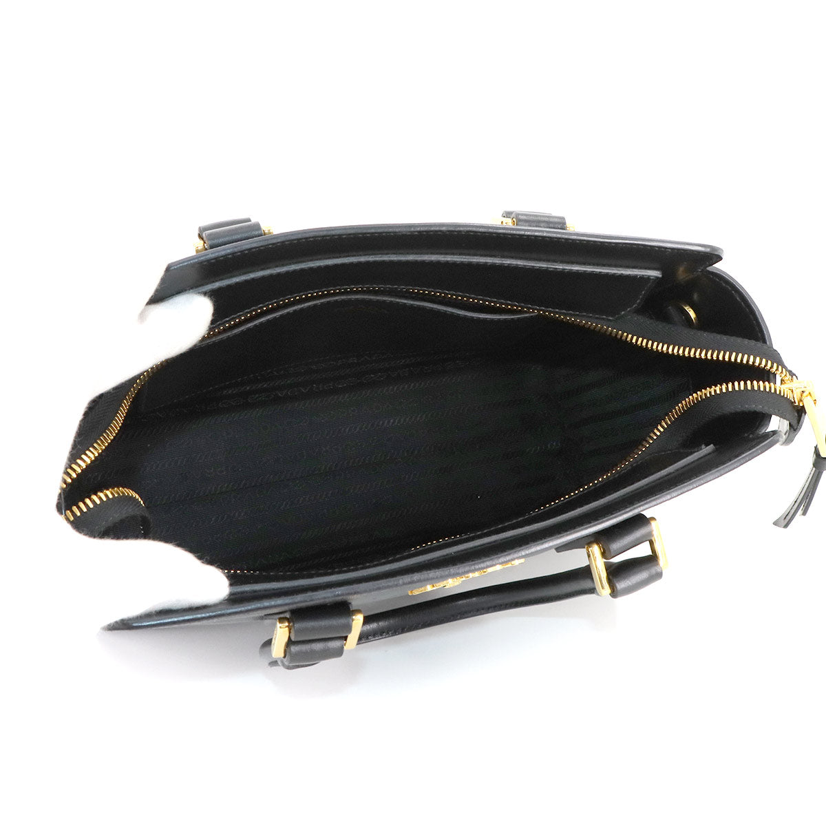 2way Hand Shoulder Bag Saffiano Leather Black 1BA113