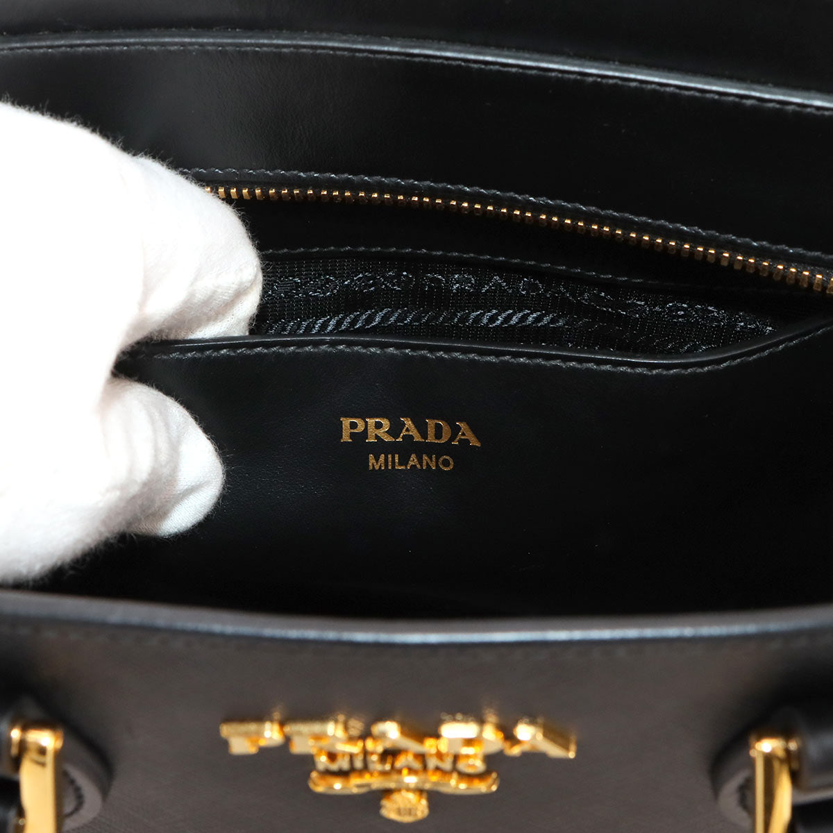 2way Hand Shoulder Bag Saffiano Leather Black 1BA113