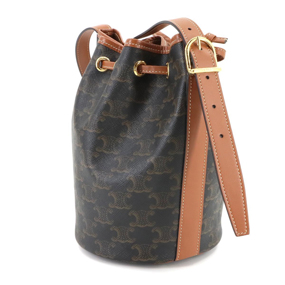 Triomphe Small Drawstring Shoulder Bag Tan 191142BZJ Purse 90285167