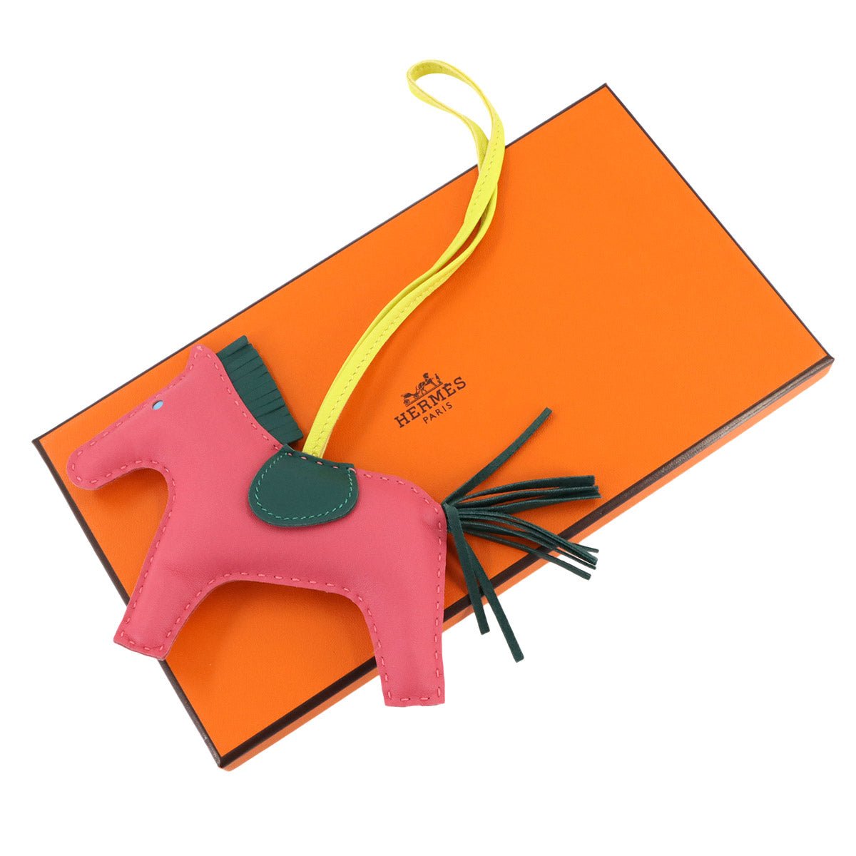 Rodeo MM Bag Charm Agneau Milo Rose Azalee Malachite Lime