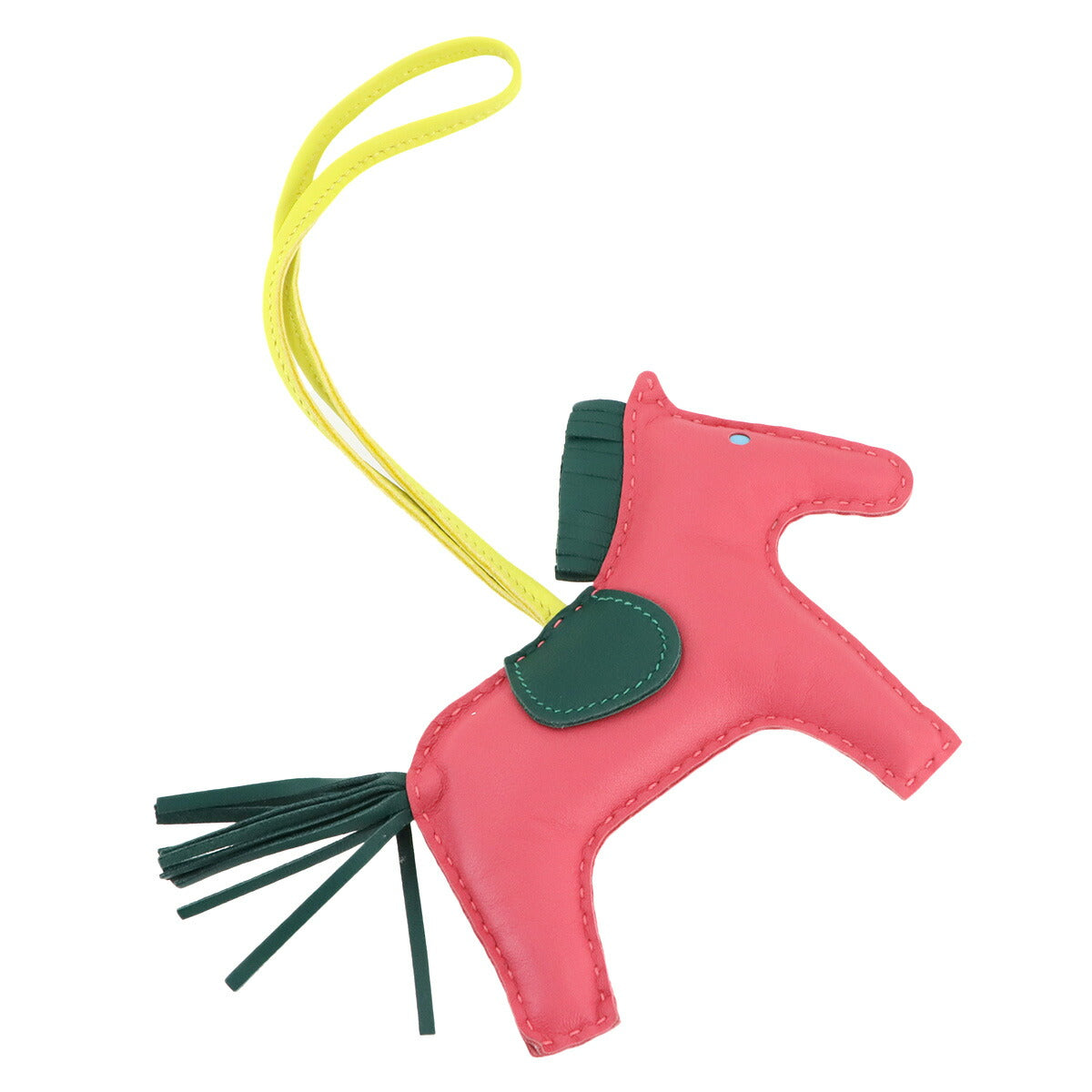 Rodeo MM Bag Charm Agneau Milo Rose Azalee Malachite Lime