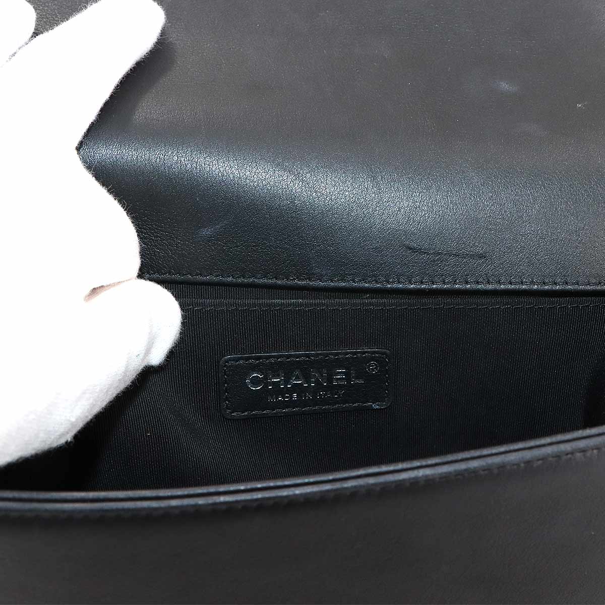 Boy Chanel Chain Shoulder Bag Tweed Leather Black A67086