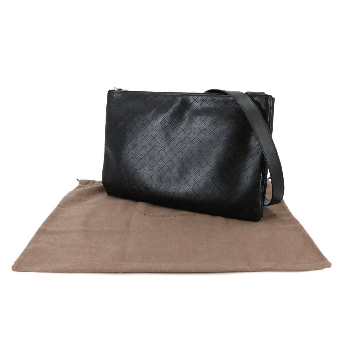 BOTTEGA VENETA Intreccio Mirage Shoulder Bag Leather Black Purse