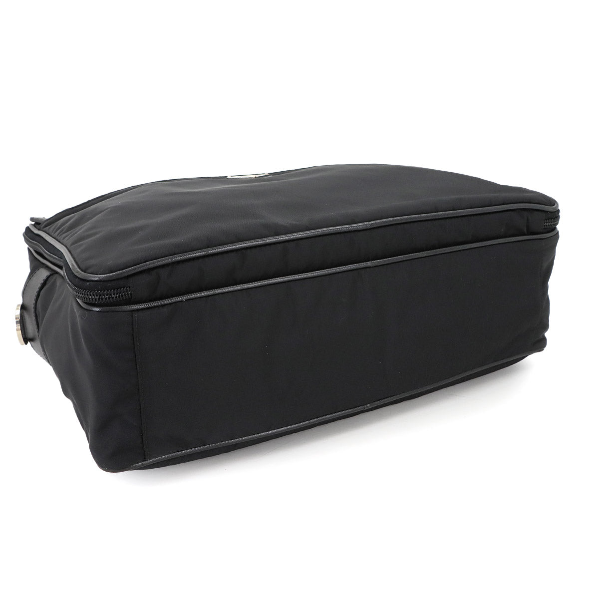 Briefcase Shoulder Bag Nylon Saffiano Leather Black V407S