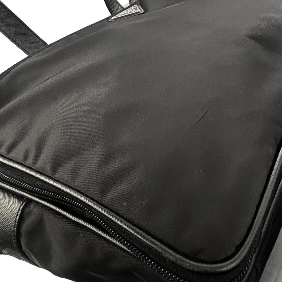 Briefcase Shoulder Bag Nylon Saffiano Leather Black V407S