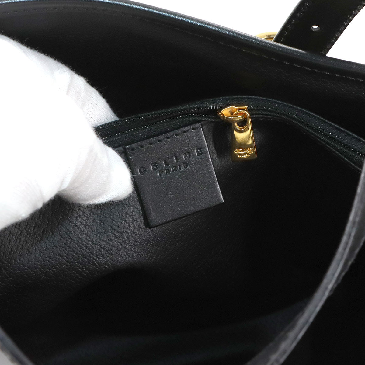 CELINE Macadam Tote Bag PVC Leather Black Brown Vintage Purse