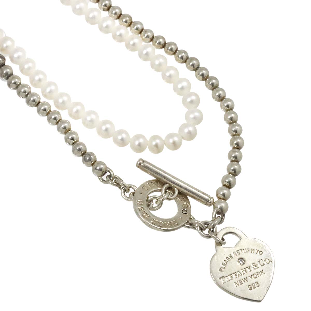 Return to Freshwater cultured pearl Diamond Necklace SV