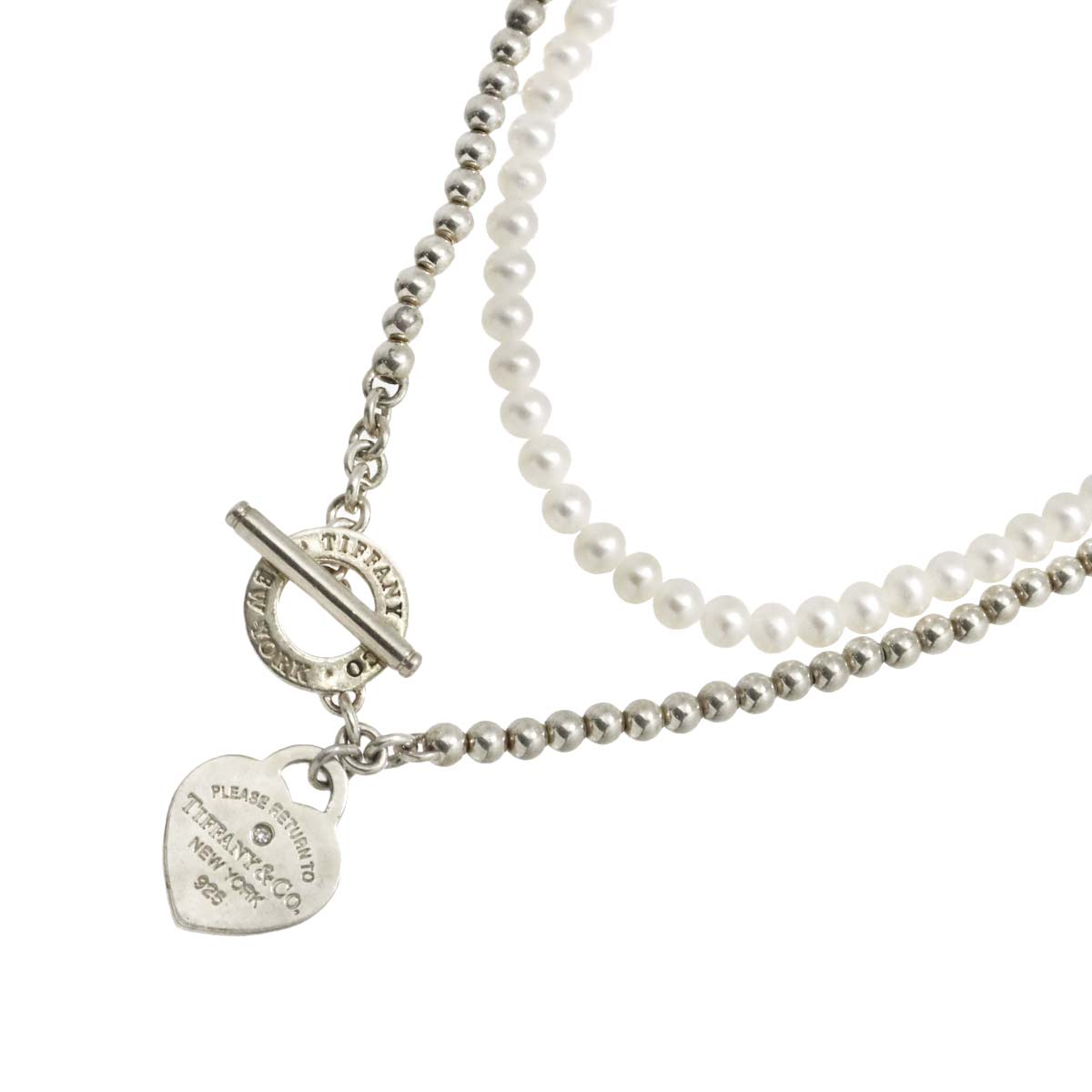 Return to Freshwater cultured pearl Diamond Necklace SV