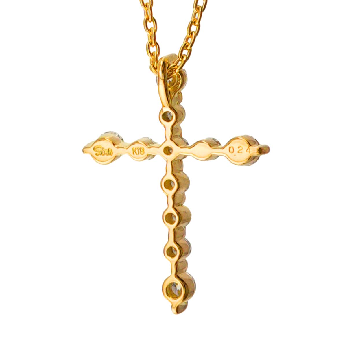 Cross Diamond 0.24ct Necklace 18K YG 750