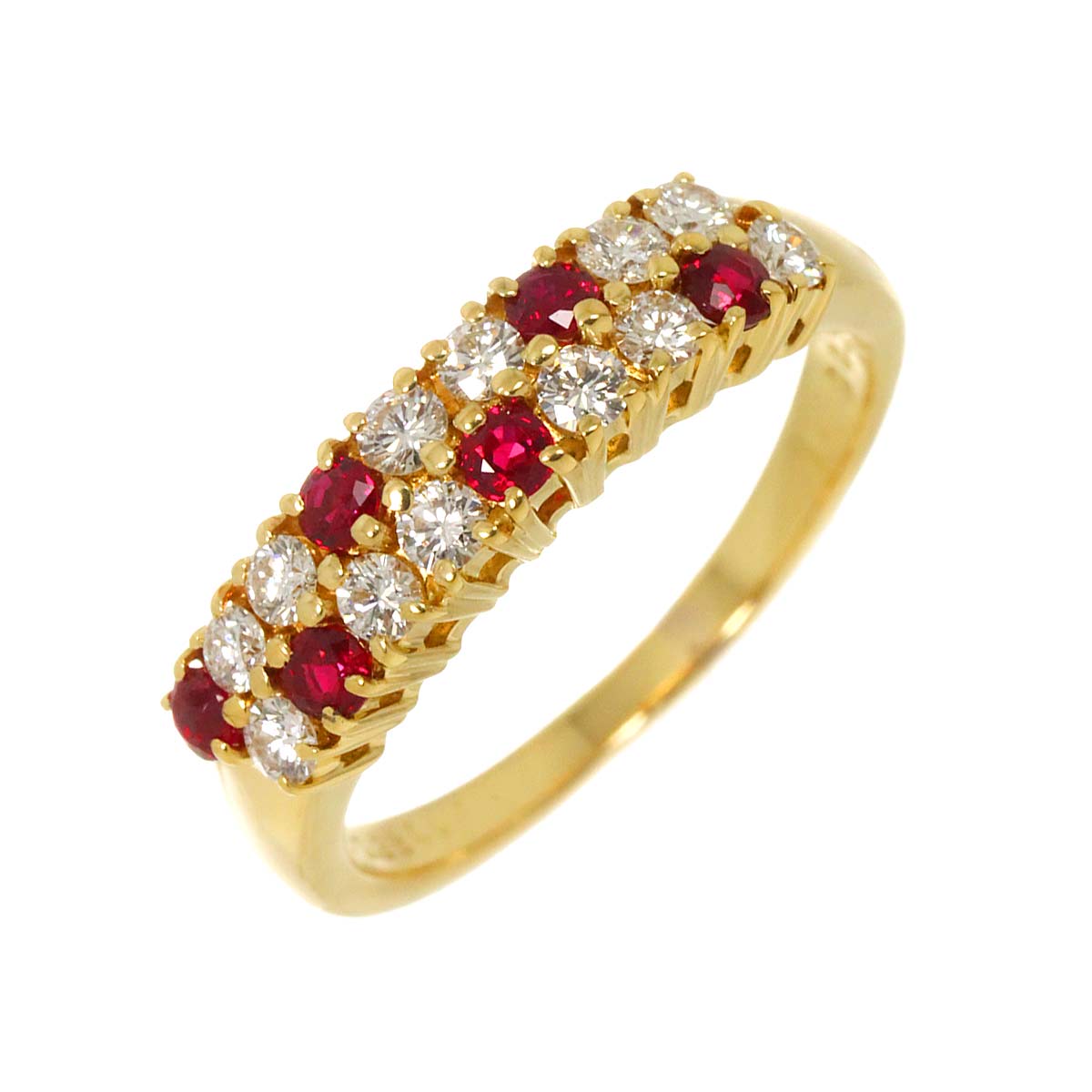 MIKIMOTO Diamond 0.35ct Ruby 0.28ct Ring 18K YG 750 Size5.25(US)