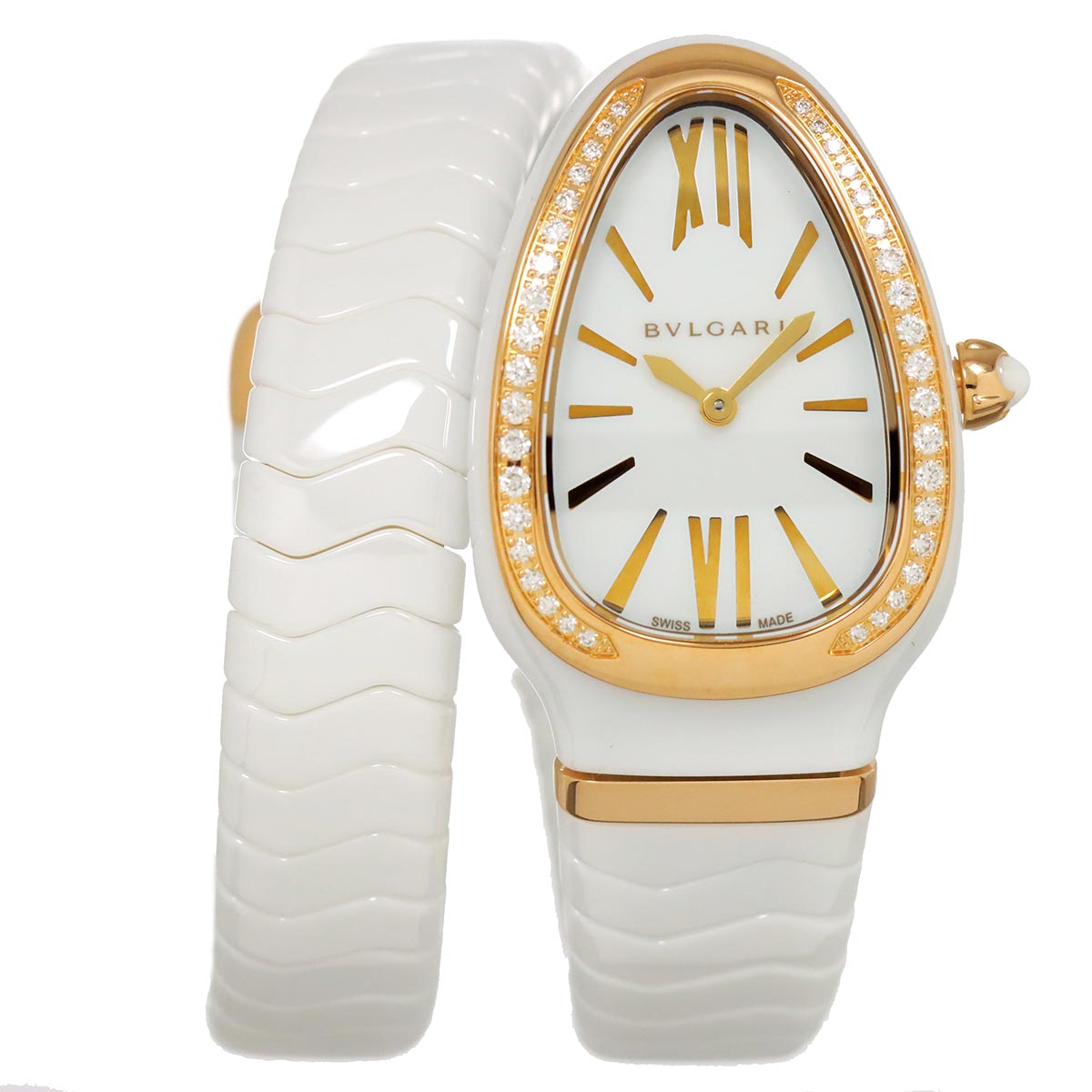 Serpenti SPC35WG Quartz Diamond Bezel White Dial Ladies