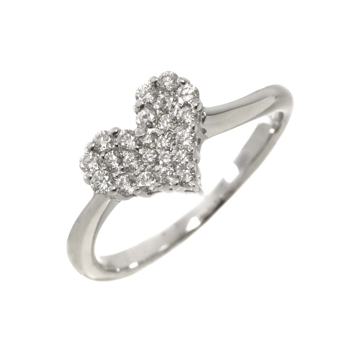 Diamond 0.30ct Ring 18K K18 WG White Gold size5.5-5.75(US)