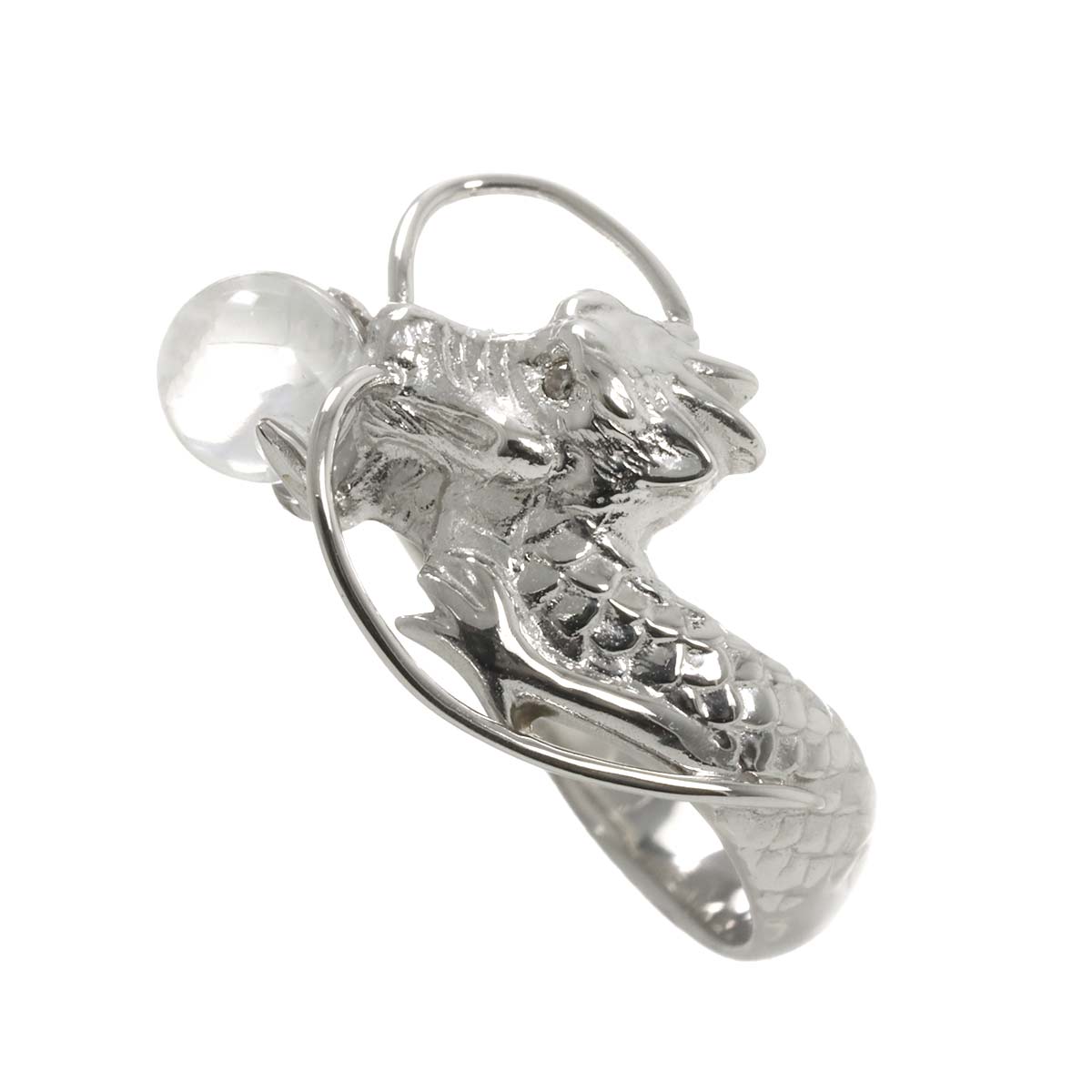 Quartz Diamond 0.01ct Ring 18K K18 WG White Gold size6(US)