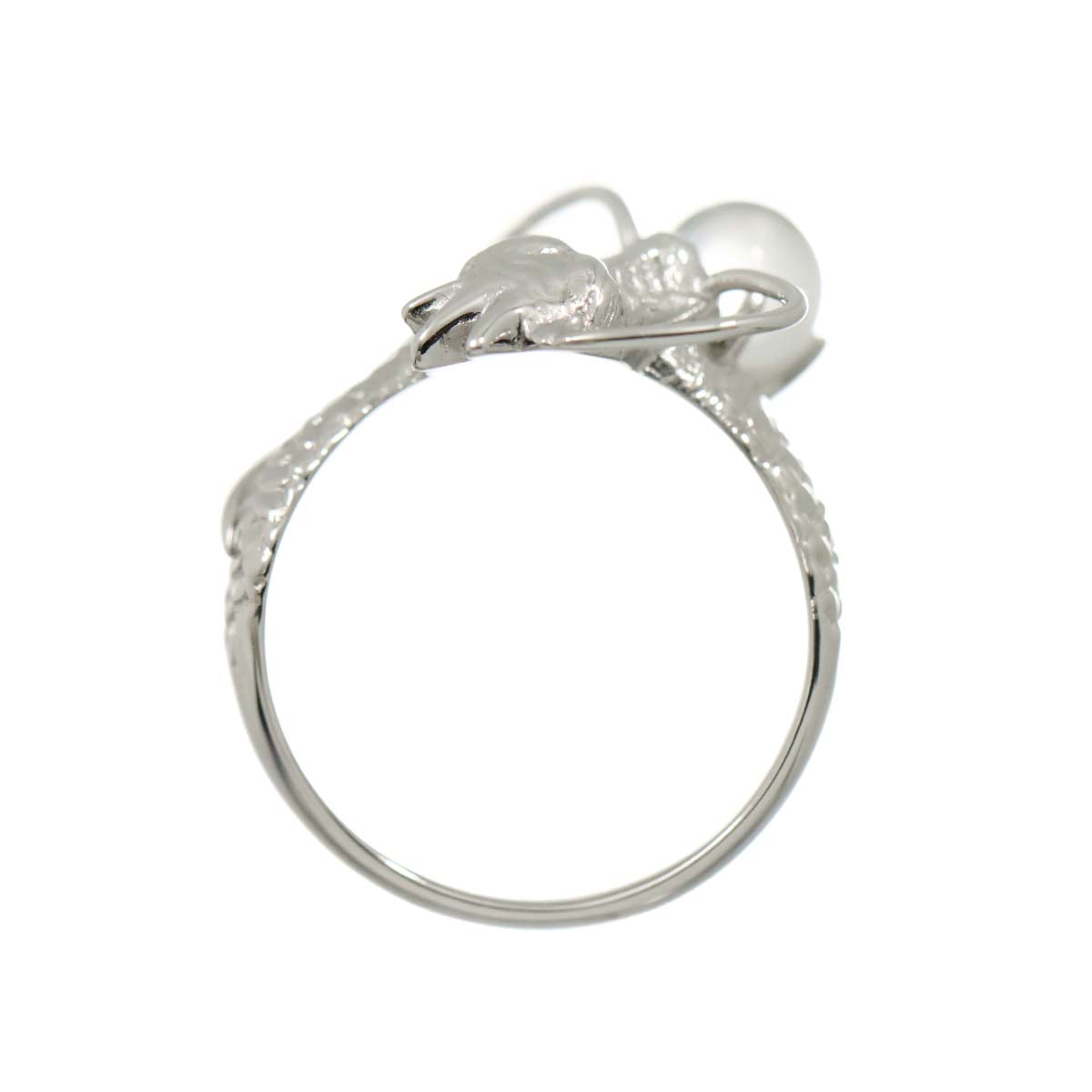 Quartz Diamond 0.01ct Ring 18K K18 WG White Gold size6(US)