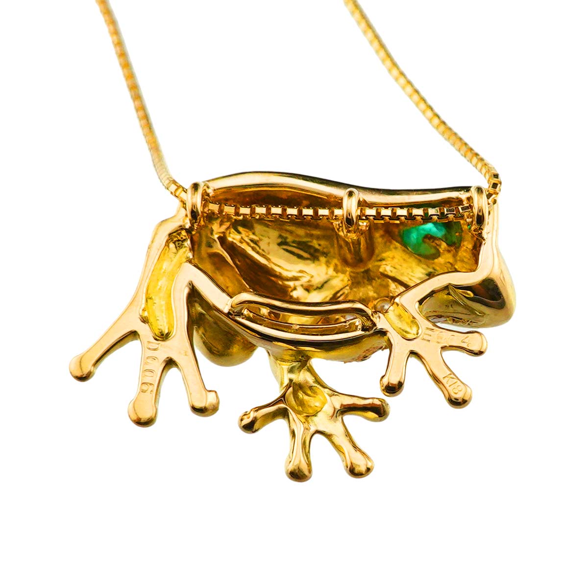 Diamond 0.06ct Emerald 0.04ct Necklace 18K Yellow Gold 750