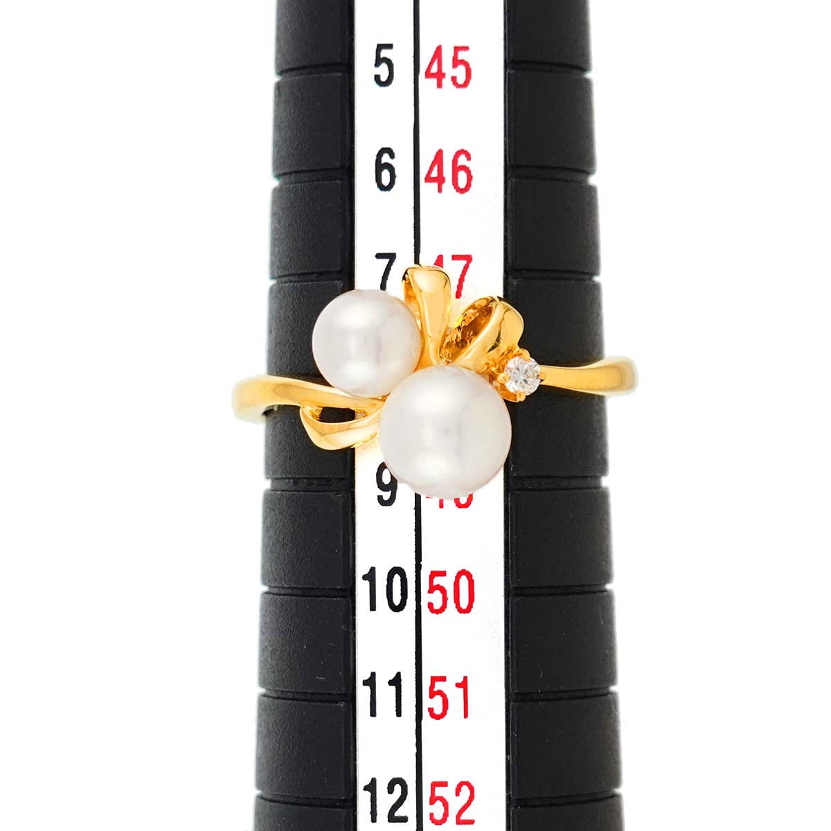 MIKIMOTO Akoya Pearl 5.7-4.6mm Diamond Ring 18K YG 750 size4.5(US)