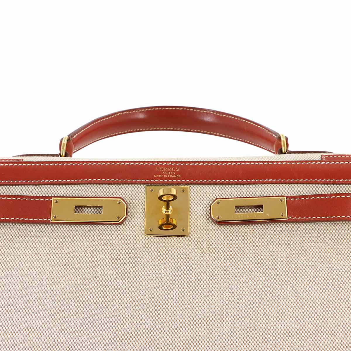 Kelly 32 Toile H Swift Natural Brique 2way Hand Shoulder Bag