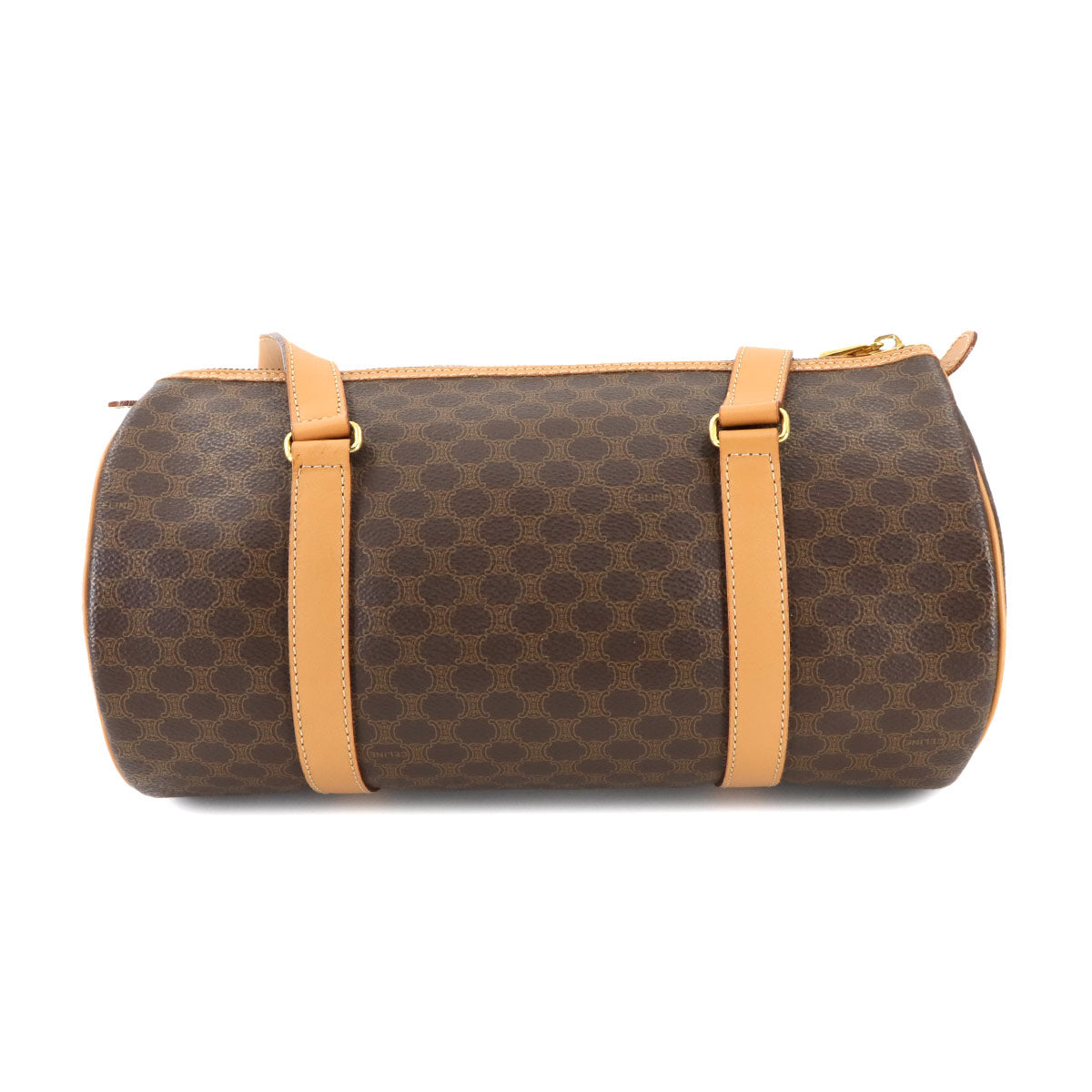 Macadam Boston Hand Bag PVC Leather Brown Vintage Purse