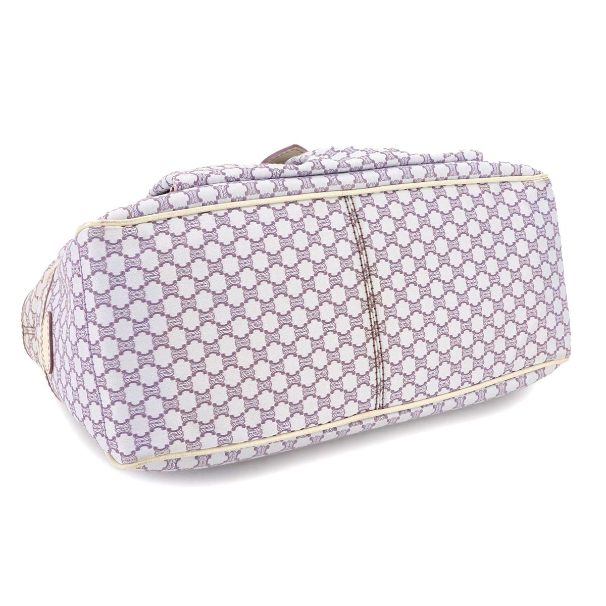 Macadam Hand Bag Canvas Leather Light purple Beige