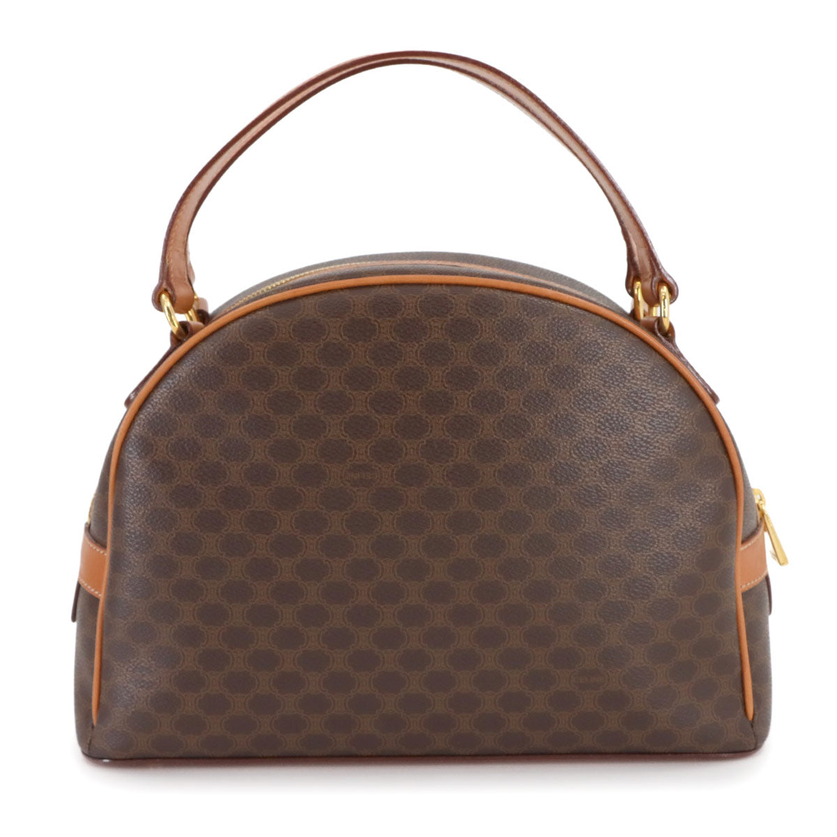 CELINE Macadam Hand Bag PVC Leather Brown Vintage Purse