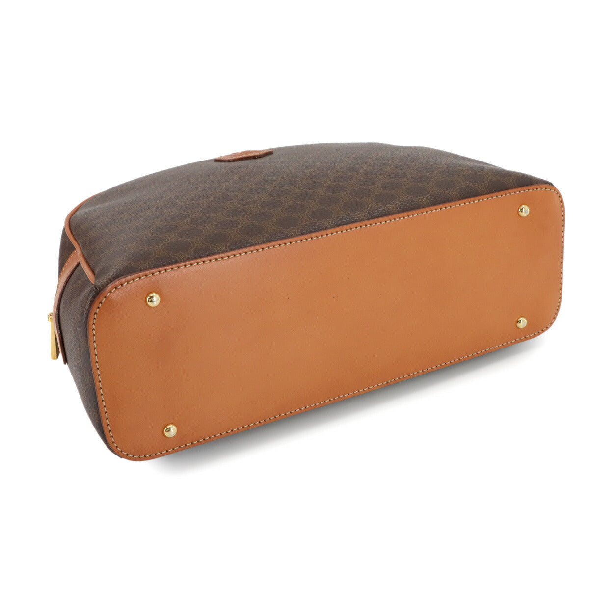 CELINE Macadam Hand Bag PVC Leather Brown Vintage Purse