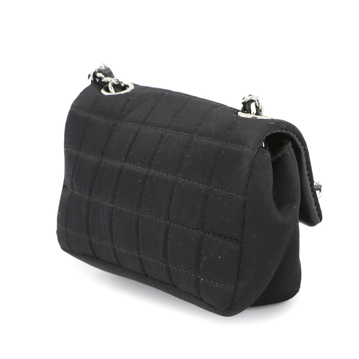 Chocolate bar Lipstick Mini Chain Shoulder Bag Satin Black