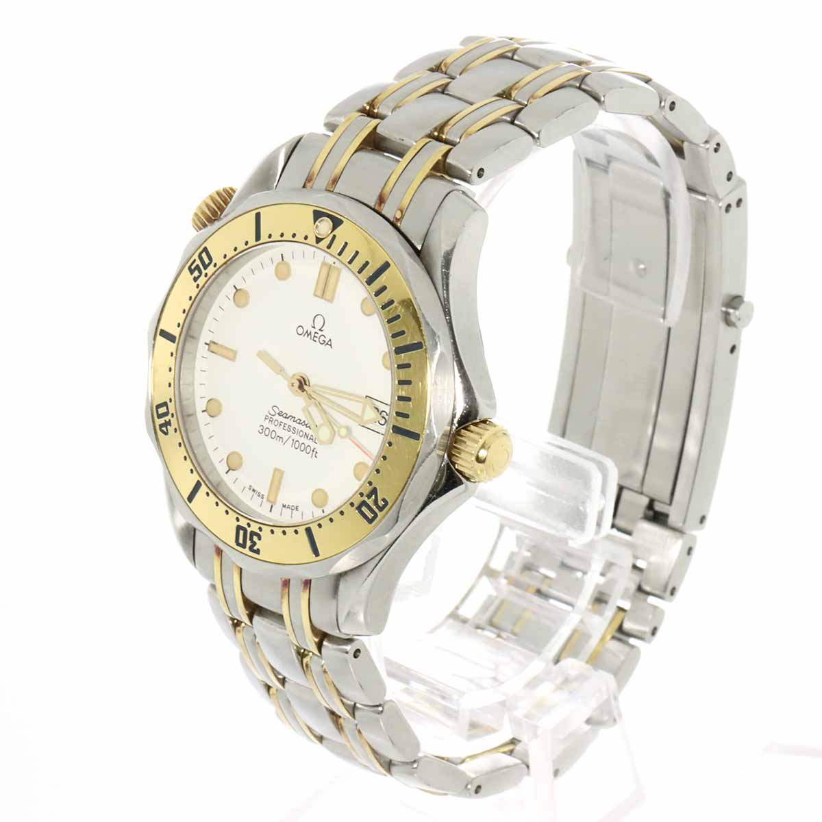 Seamaster300 2362 20 YG Quartz Date White Dial Boys Watch