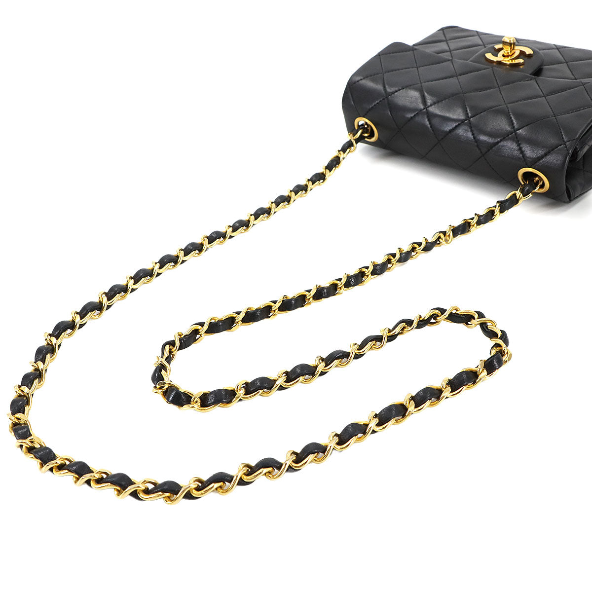 Mini Matelasse Chain Shoulder Bag Leather Black A01115 Purse 90286403