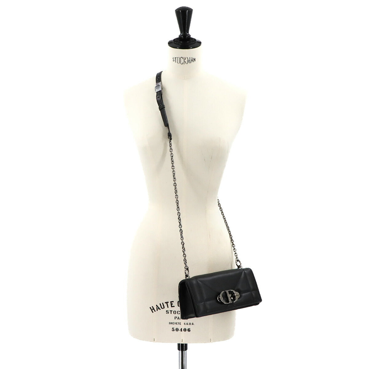 30 Montaigne Hand Shoulder Bag Leather Black Purse